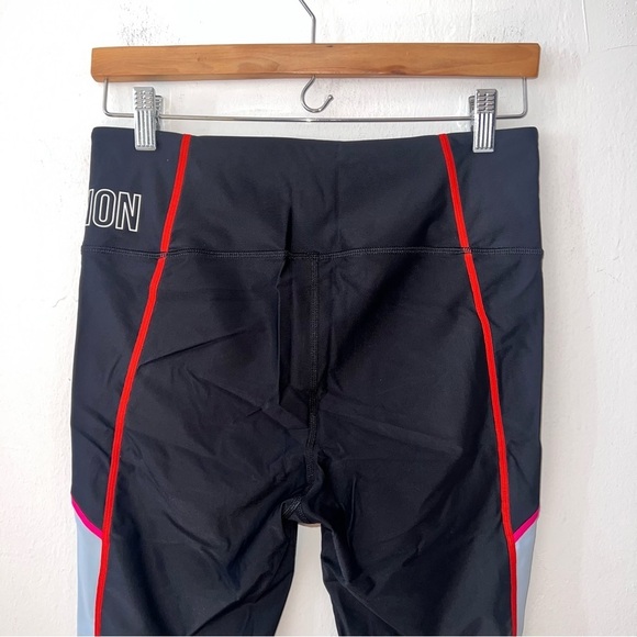 P.E Nation Black Saber Logo Colorblock Neon Lined High Waisted Leggings - Picture 6 of 7